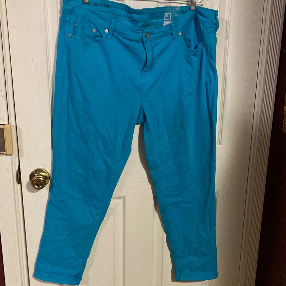 JCP Turquoise Skinny Ankle Pants 20W NWT